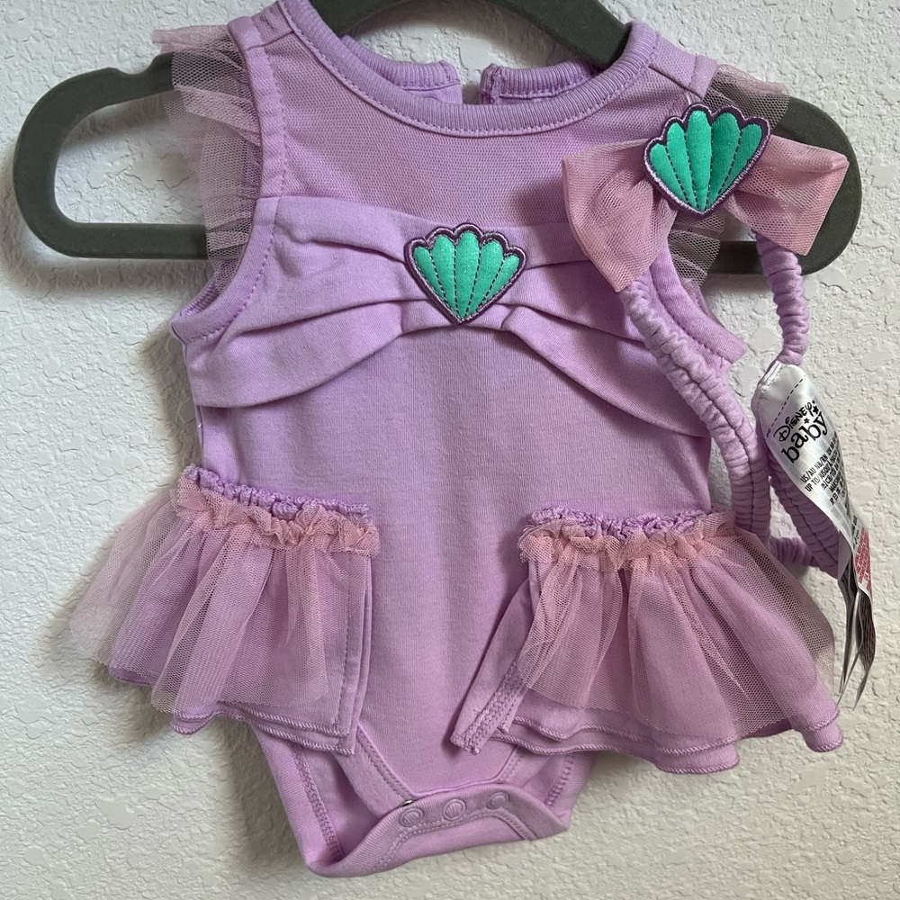 Disney Baby Newborn Little Mermaid Outfit with matching Headband. NWT